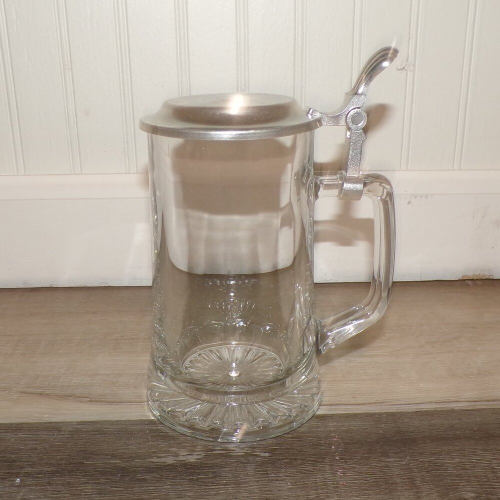 VTG ALWE Glass Beer Stein with a Pewter Lid